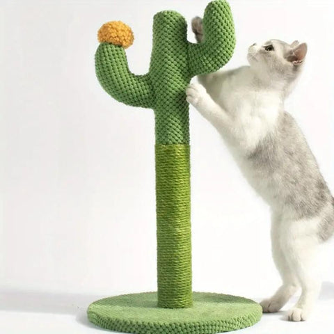 Cat cactus scratching post made of sisal.