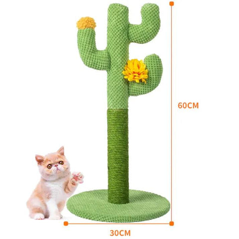 Cat cactus scratching post made of sisal.