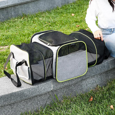 Fold-out pet transport bag.