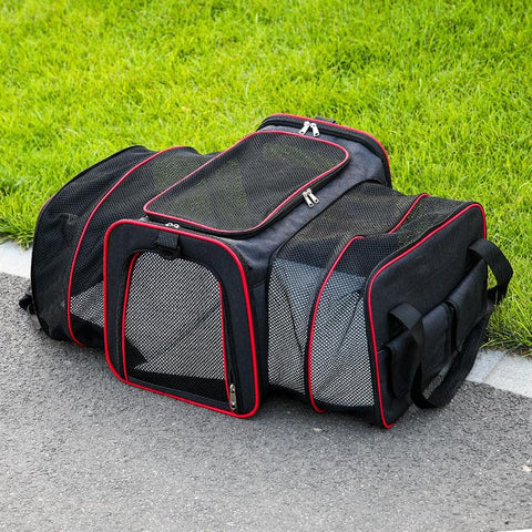 Fold-out pet transport bag.