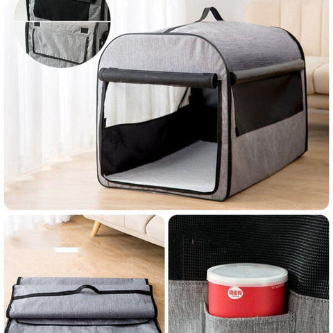 Practical foldable dog transport bag.